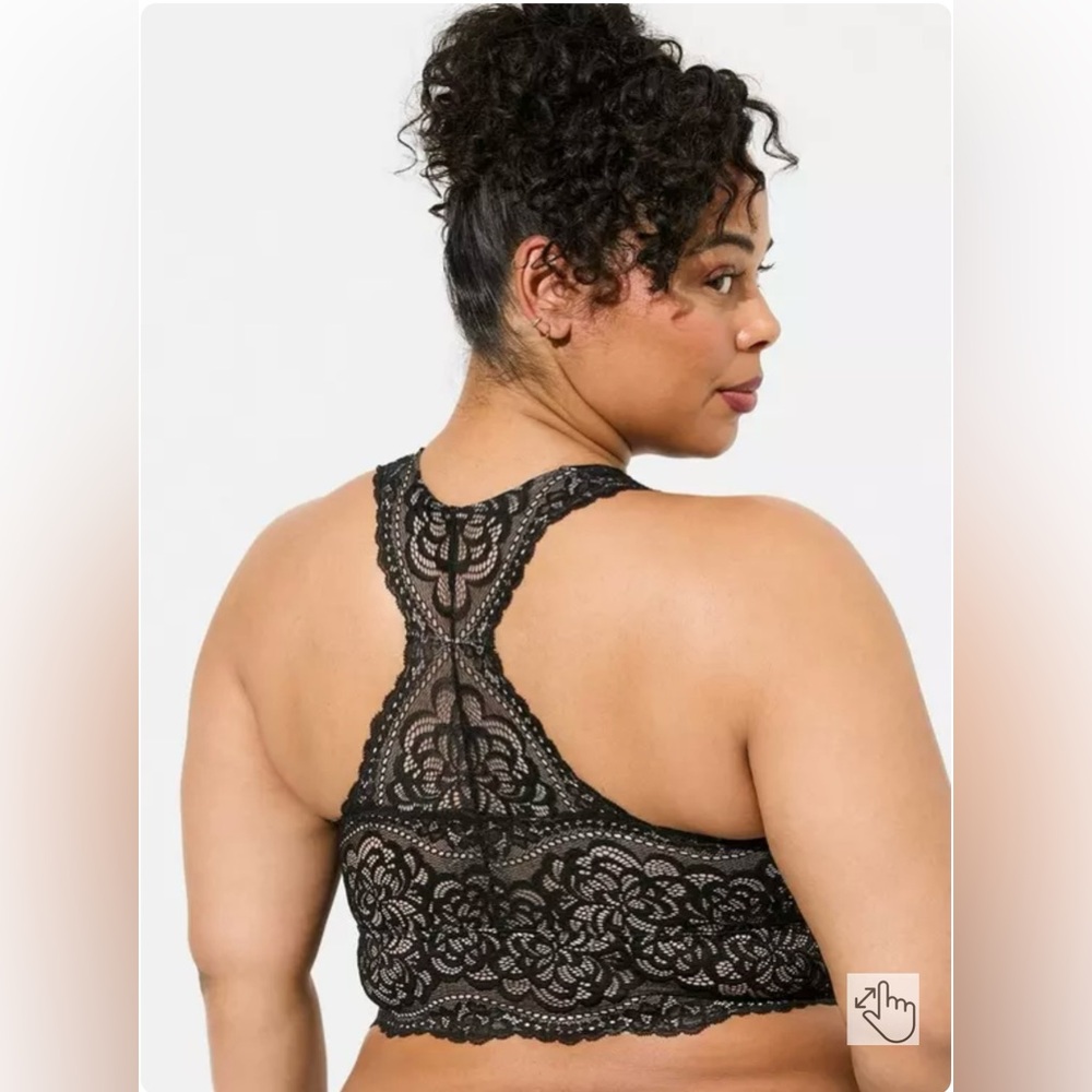 Torrid Unlined Lace Solid Racerback Bralette - Picture 2 of 4